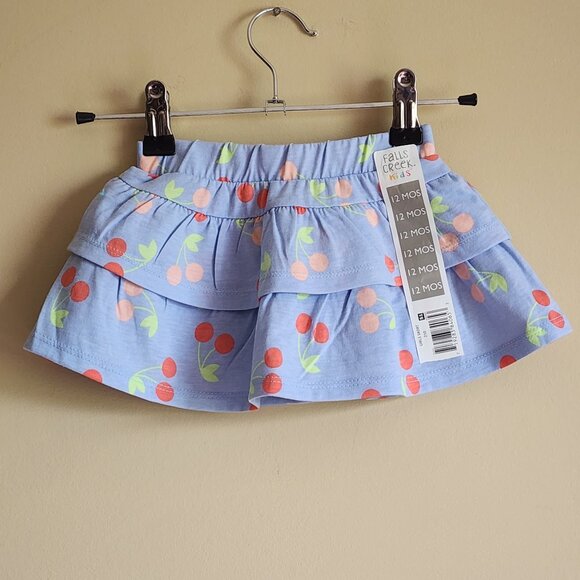 Falls Creek Other - Falls Creek Toddler Girls Cherries Skirt With Attached Blue Shorts 12 Months NWT